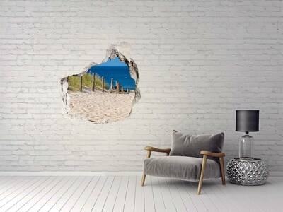 Wandtattoos Loch in der Wand Tropischer Strand mit Meerblick