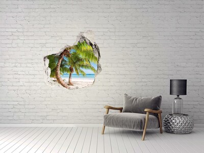 Wandtattoos Loch in der Wand Tropischer Strand mit Palmen