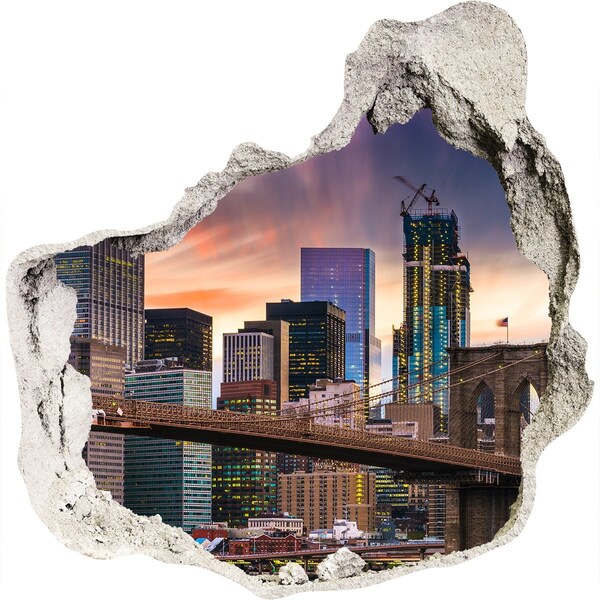 Wandfolien Loch in der Wand Brooklyn Bridge in New York