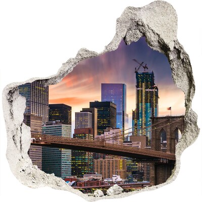 Wandfolien Loch in der Wand Brooklyn Bridge in New York