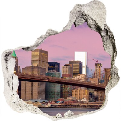 Wandtattoos Loch in der Wand Blick auf die Brooklyn Bridge in New York