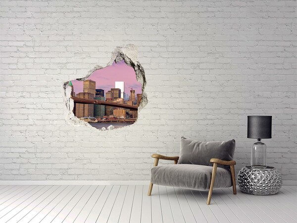 Wandtattoos Loch in der Wand Blick auf die Brooklyn Bridge in New York