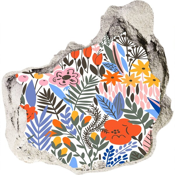 Wandtattoos Loch in der Wand Blumenwandbild durch ein Loch in der Wand