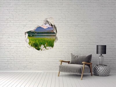 3D Wandtattoos Mauerdurchbruch Berglandschaft am See