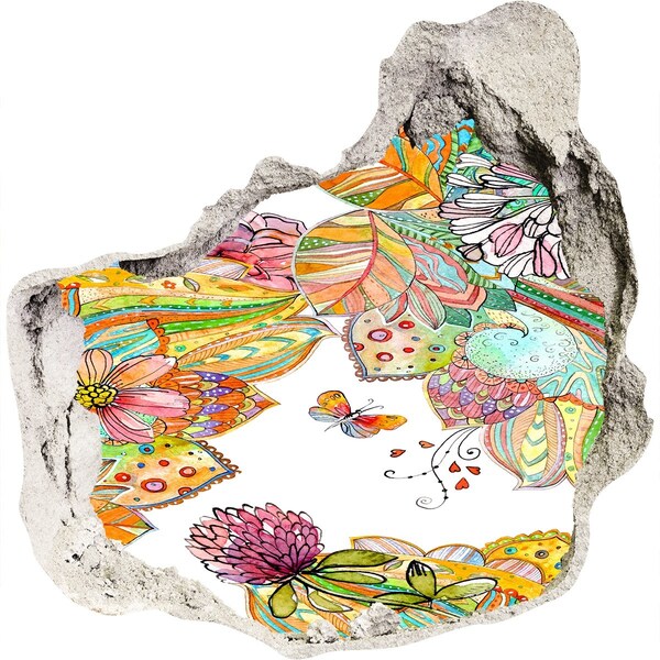 Wandfolien Loch in der Wand Ein Blumenparadies hinter den Mauern