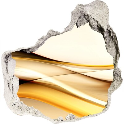 3D Wandtattoos Mauerdurchbruch Goldene Wellen in einem Loch in der Wand