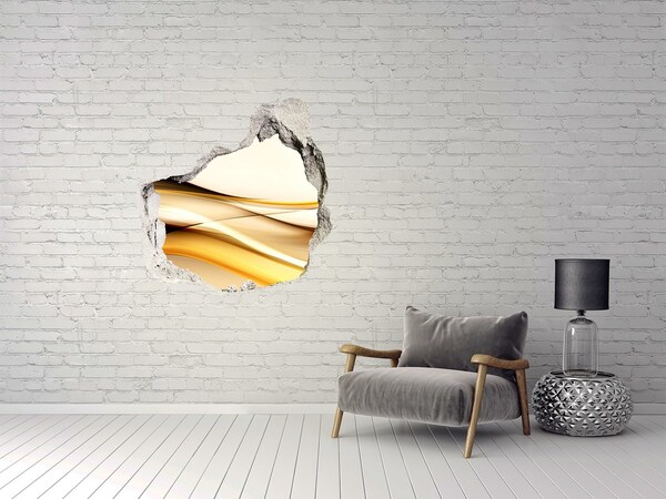 3D Wandtattoos Mauerdurchbruch Goldene Wellen in einem Loch in der Wand