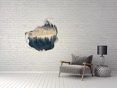 Mauerdurchbruch Aufkleber Versunkener Wald im Nebel