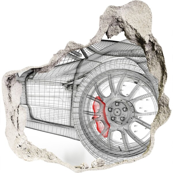 3D Wanddurchbruch Aufkleber Rennwagen mit Loch in der Wand