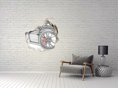 3D Wanddurchbruch Aufkleber Rennwagen mit Loch in der Wand