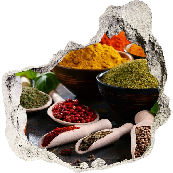 3D Wandtattoos Mauerdurchbruch Bunte Gewürze in der Küche