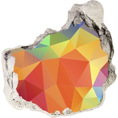 Mauerdurchbruch Aufkleber Farbenfrohe Geometrie in einem Loch in der Wand