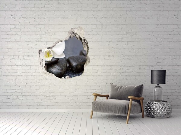 3D Wanddurchbruch Aufkleber Blumen und Steine ​​im Spa