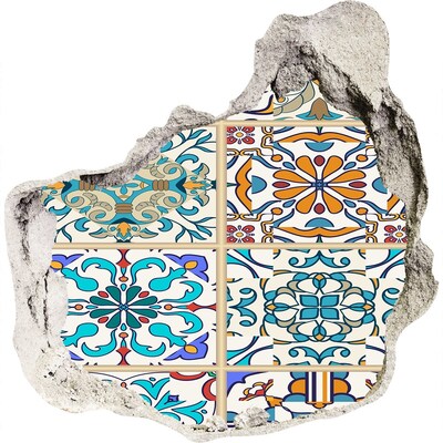 3D Wanddurchbruch Aufkleber Farbenfrohe Fliesen im marokkanischen Stil