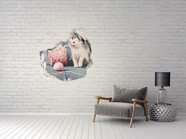 3D Wandtattoos Mauerdurchbruch Katze in einem Loch in der Wand