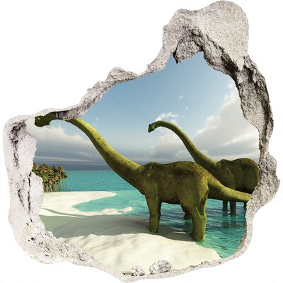 3D Wandtattoos Mauerdurchbruch Dinosaurier am Meer