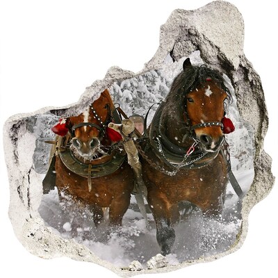 3D Wandtattoos Mauerdurchbruch Winterreise mit Pferden