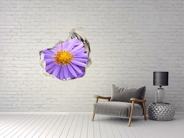 Wandfolien Loch in der Wand Blume aus Beton