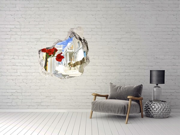 Wandaufkleber Loch 3D Die bezaubernden Straßen Griechenlands