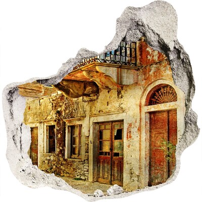 Wandaufkleber Loch 3D Ein verfallenes Haus in malerischer Lage