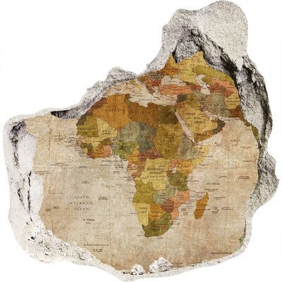 Wandaufkleber Loch 3D Karte von Afrika an der Wand