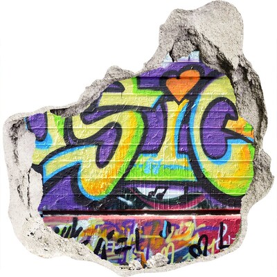Wandfolien Loch in der Wand Graffiti an einer beschädigten Wand