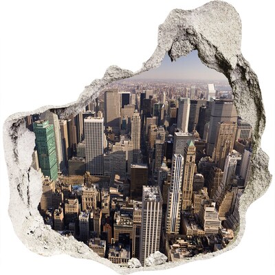 Wandaufkleber Loch 3D Blick auf New York