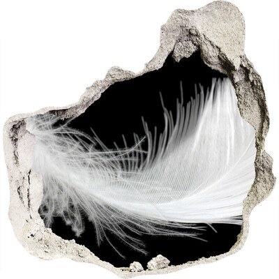 Mauerdurchbruch Aufkleber Eine Feder in einem Loch in der Wand