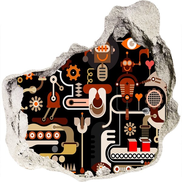 3D Wandtattoos Mauerdurchbruch Die futuristische Welt der Roboter