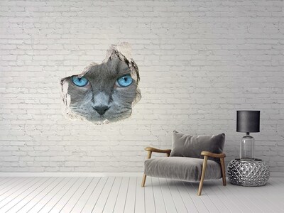 Wandaufkleber Loch 3D Katze in einem Loch in der Wand