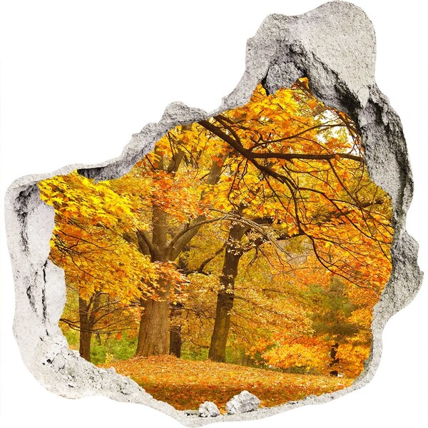 3D Wanddurchbruch Aufkleber Goldener Herbst im Wald