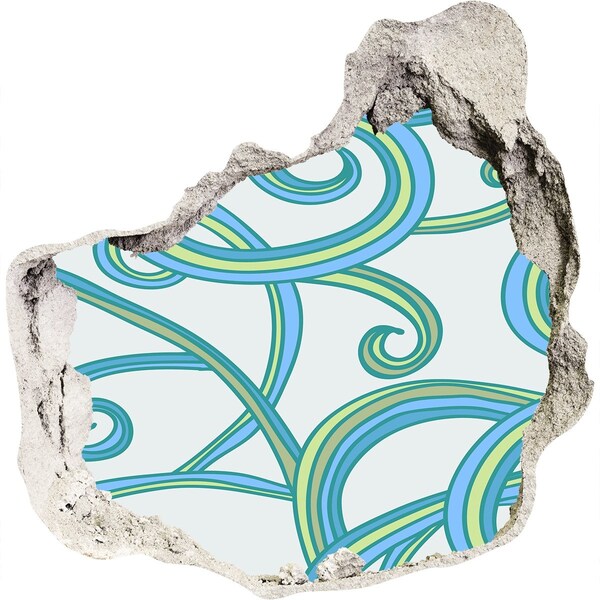 Wandfolien Loch in der Wand Bunte Wellen an der Wand im Hintergrund