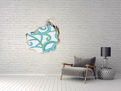 Wandfolien Loch in der Wand Bunte Wellen an der Wand im Hintergrund