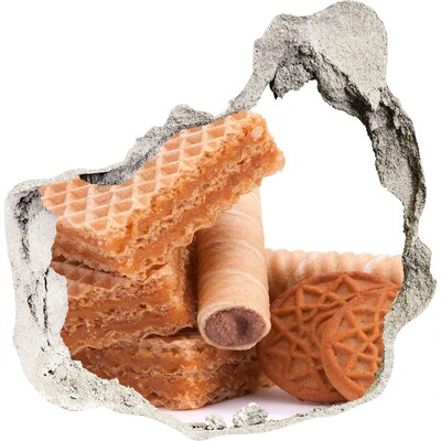 Wandfolien Loch in der Wand Süße Waffeln im Loch