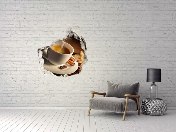Wandaufkleber Loch 3D Aromatischer Kaffee mit Zimt