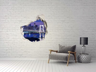 3D Wandtattoos Mauerdurchbruch Die Brücke im Nachtlicht