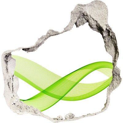 Wandfolien Loch in der Wand Grüne Welle im Loch in der Wand