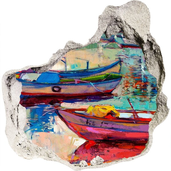 3D Wandtattoos Mauerdurchbruch Malerische Boote auf dem Wasser