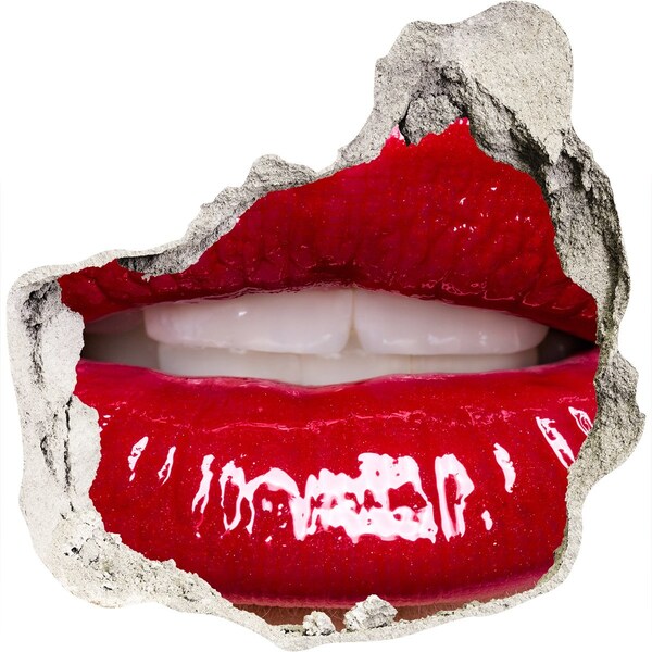 Wandtattoos Loch in der Wand Rote Lippen in einem Loch in der Wand