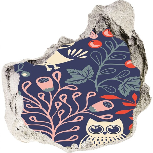 Wandaufkleber Loch 3D Blumenmuster mit Eulen