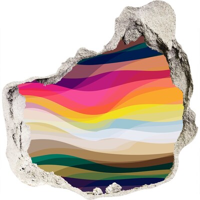 3D Wanddurchbruch Aufkleber Farbenfrohe Wellen vor Betonhintergrund