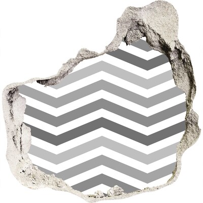 3D Wanddurchbruch Aufkleber Zerbrochene Chevron-Mauer
