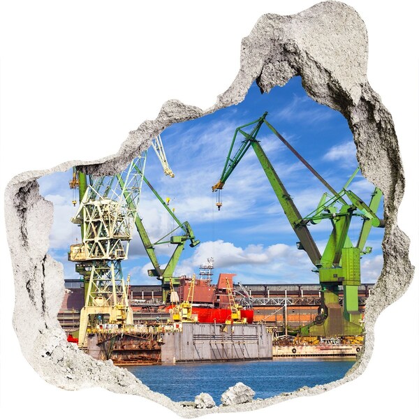 Wandfolien Loch in der Wand Industriehafen in Aktion