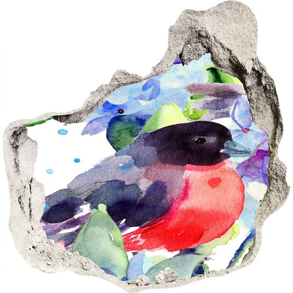 Wandtattoos Loch in der Wand Ein Vogel in einer farbenfrohen Komposition