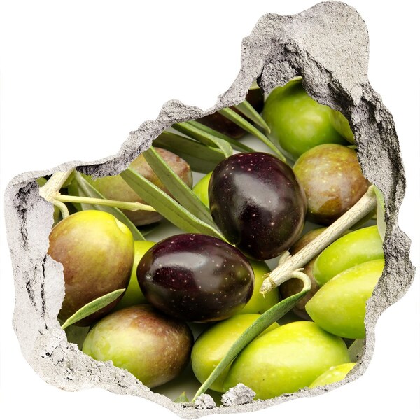 3D Wanddurchbruch Aufkleber Oliven in Beton