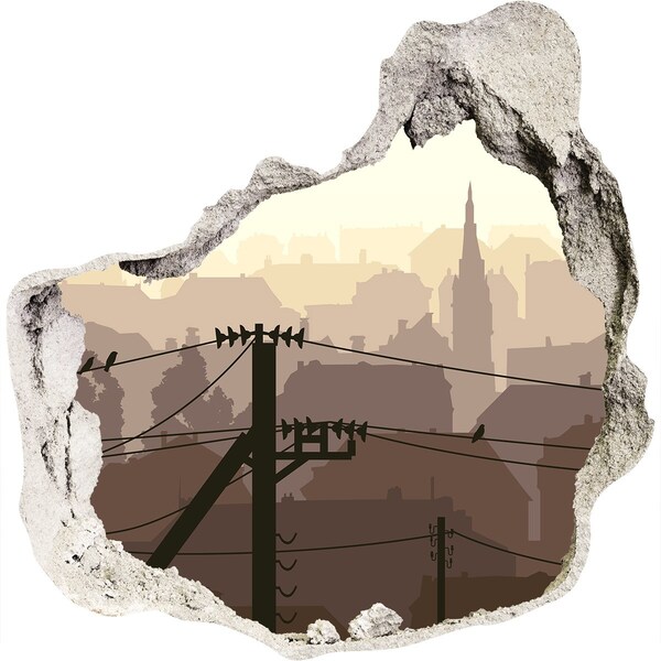 Wandtattoos Loch in der Wand Blick auf die Stadt durch ein Loch in der Wand