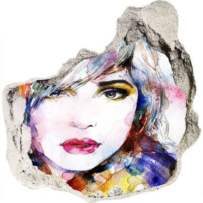 Wandfolien Loch in der Wand Porträt in einer zerbrochenen Wand