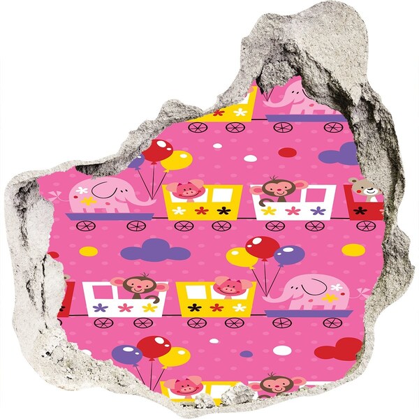 Wandtattoos Loch in der Wand Bunter Zug mit Luftballons