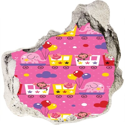 Wandtattoos Loch in der Wand Bunter Zug mit Luftballons