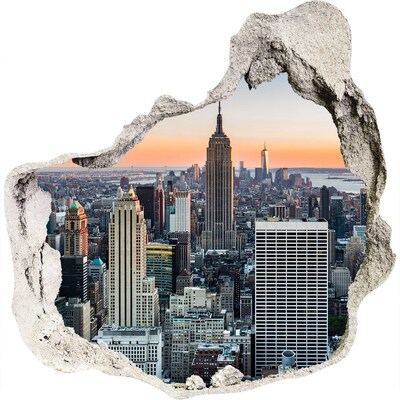 3D Wanddurchbruch Aufkleber New York bei Sonnenuntergang